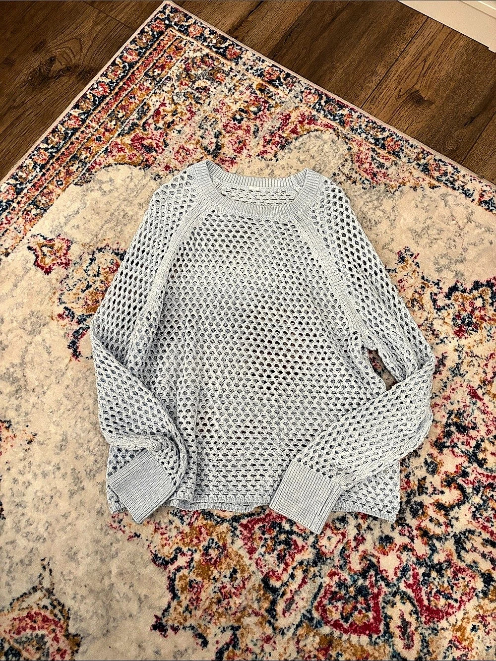 Old Navy Open Knit Crew Neck Sweater Light Blue Size Medium